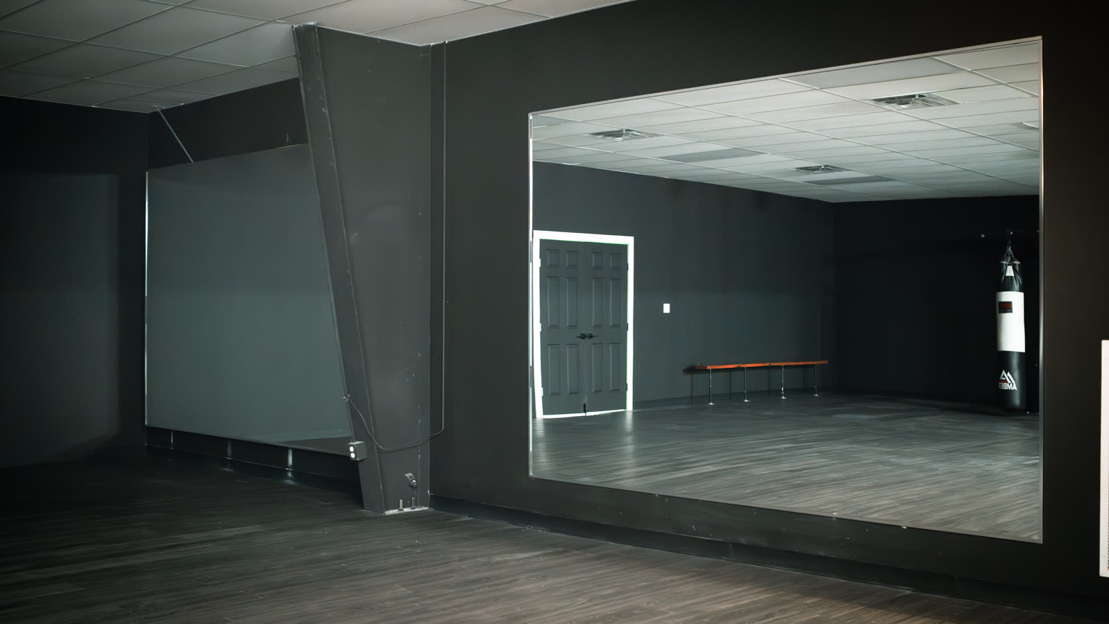 Studio mirrors and bench