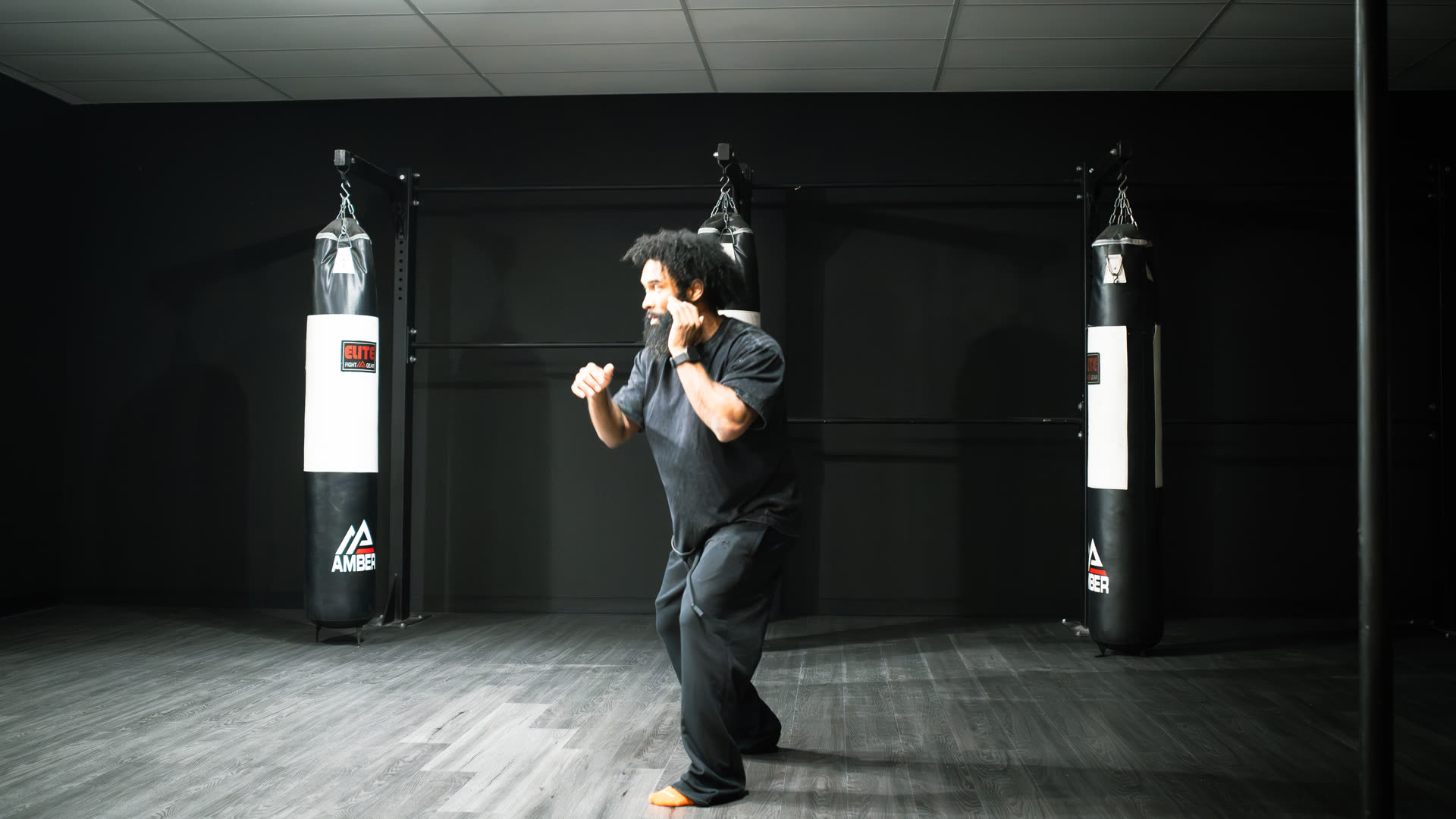 Training between the heavy bags